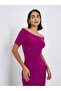 Purple Cable Knit Sweater Midi Dress - 2