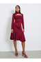 Black Cut-Out Yoke Knee Length Dress - 2