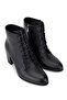 Women's Genuine Leather Black Leather Heeled Boots - 2