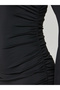 Black Cut-Out Yoke Knee Length Dress - 3