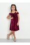 Girls Burgundy Velvet Cold Shoulder Dress