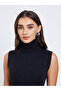Black Sleeveless Midi Sweater Dress with Fringed Cape - 4