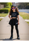 Solid Bow Printed Skirt with Leggings Set - 4