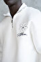 Men's Flower Embroidered High Neck Sweatshirt Ecru - 3