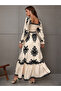 Women Beige Printed Square Neck Maxi Dress - 2