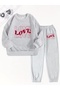 Unisex Love Printed Crew Neck Sweatshirt and Jogger Sweatpants - Bottom Top Set