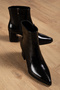 Black Patent Leather Women's Pointed Toe Heeled Boots - 6