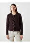 Lcwaikiki Basic Burgundy Self Patterned Women's Knitwear Cardigan