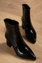 Black Patent Leather Women's Pointed Toe Heeled Boots - 8