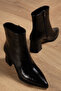 Black Patent Leather Women's Pointed Toe Heeled Boots - 7