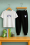 Sweatpants & T-Shirt Combination Kids |   100% Cotton Athlete Rabbit Printed Set |   Comfortable Fit Fancy Trend