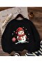 Cute Snowman Print Detailed Crew Neck Sweatshirt