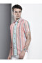 Men Pink Striped Short Sleeve Shirt - 3