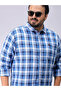 Plus Size Blue Checked Shirt