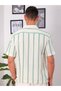 Men Cream Striped Resort Collar Shirt - 3