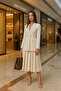 Two Piece Set of Cream Blazer and Pleated Skirt