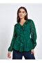 Emerald Green Ruffle Detail Long Sleeves Blouse