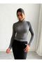 Women Grey Ribbed Turtleneck Top - 5