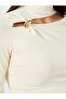 Beige Long Sleeve Cutout Top - 4