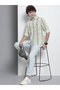 Men Green Striped Shirt - 5