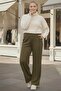 Italian Large Size Khaki Pocketed Elastic Waist Wide Leg Slim Fi Corded Fabric Adife Woven Trousers 100 62 - 2