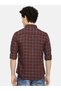 Burgundy Checkered Slim Fit Shirt - 5
