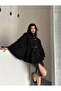 Women's Sequined Belted Stylish Poncho - Standard Size Black - 6