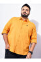 Plus Size Orange Cotton Casual Shirt