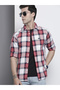 Men Red Checkered Regular Fit Shirt