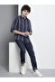 Men Navy Striped Spread Collar Shirt - 4