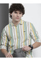 Men Green Striped Shirt