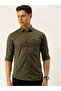 Olive Graphic Print Slim Fit Shirt