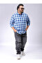 Plus Size Blue Checked Shirt - 5