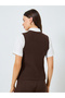 Brown Ribbed Knit Sleeveless Vest - 4