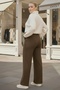 Italian Large Size Brown Elastic Waist Wide Leg Slim Fi Corded Fabric Adife Woven Trousers 100 62 - 4