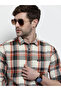 Men Cream Checked Slim Fit Shirt