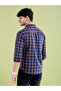 Navy Blue Checked Slim Fit Shirt for Men - 2