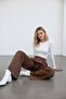 Women's Pleated Suede Pants - 5