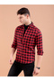 Men Red Slim Fit Checked Shirt - 3