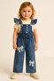 Girl's Patterned Jean Jumpsuit – Wide Leg, Stylish and Comfortable Model 5-16 Years Old - 7