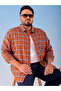 Plus Size Brown Checked Shirt