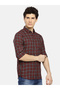Burgundy Checkered Slim Fit Shirt - 3