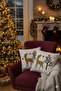 Christmas Themed Deer Punch Embroidered Decorative 2-Piece Throw Pillow Cover Set
