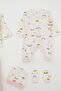 Baby Girl Hospital Release 8-Piece Set, Sky-Themed Cloud Pattern, 0-3 Months, Ecru - 5
