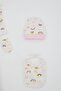 Baby Girl Hospital Release 5-Piece Set, Sky-Themed Cloud Pattern, 0-3 Months, Ecru - 5