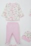 Baby Girl Hospital Release 8-Piece Sky-Themed Sleepy Moon Patterned 0-3 Months, Ecru - 3