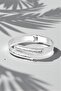 Stainless Steel Silver Color Baguette Stone Italian Design Modern Handcuff Bracelet - 3