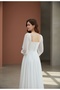 Chiffon Square Neck Balloon Sleeve Long Wedding & Outdoor Shoot Dress – Off White - 3