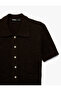 Buttoned Polo Neck Short Sleeve Knit Cardigan - 5