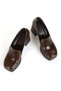 Women's Brown Patent Leather Loafer New Style Blunt Toe Lightweight and High Heeled Comfortable Shoes - 2